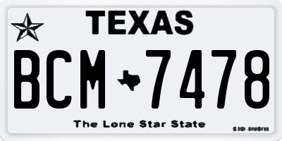 TX license plate BCM7478