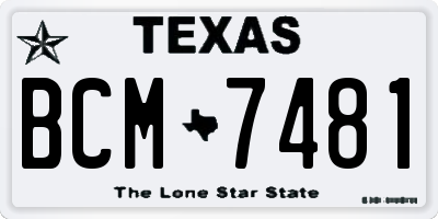 TX license plate BCM7481