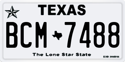 TX license plate BCM7488