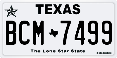 TX license plate BCM7499
