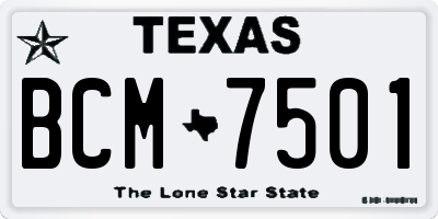 TX license plate BCM7501
