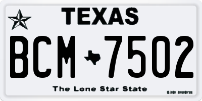 TX license plate BCM7502