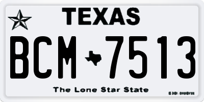 TX license plate BCM7513