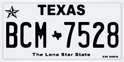 TX license plate BCM7528
