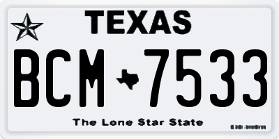 TX license plate BCM7533