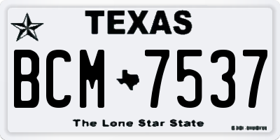 TX license plate BCM7537