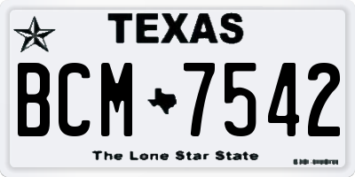 TX license plate BCM7542