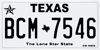 TX license plate BCM7546