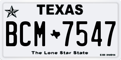 TX license plate BCM7547