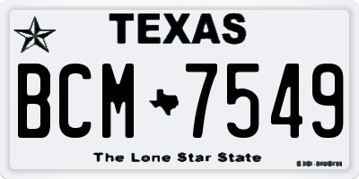 TX license plate BCM7549