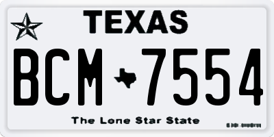TX license plate BCM7554