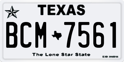 TX license plate BCM7561
