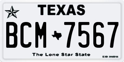 TX license plate BCM7567