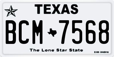 TX license plate BCM7568