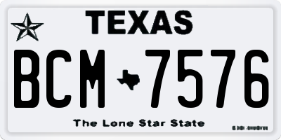 TX license plate BCM7576