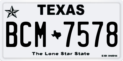 TX license plate BCM7578