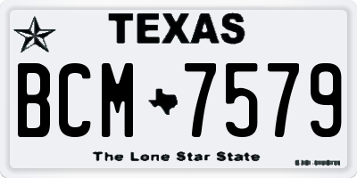 TX license plate BCM7579