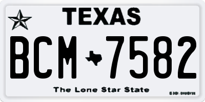 TX license plate BCM7582
