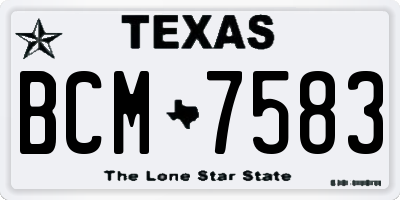 TX license plate BCM7583