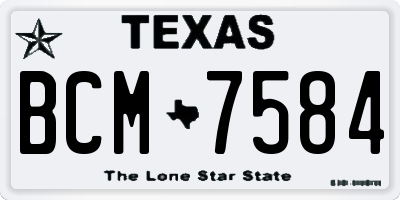 TX license plate BCM7584