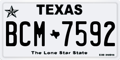 TX license plate BCM7592