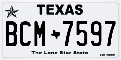 TX license plate BCM7597