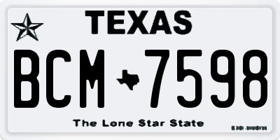 TX license plate BCM7598