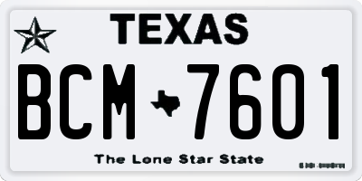 TX license plate BCM7601