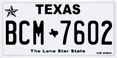 TX license plate BCM7602