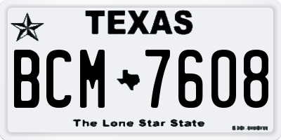 TX license plate BCM7608
