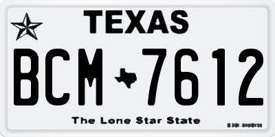 TX license plate BCM7612
