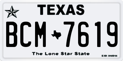 TX license plate BCM7619