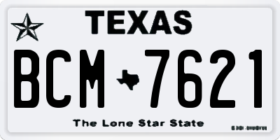 TX license plate BCM7621