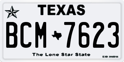TX license plate BCM7623
