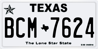 TX license plate BCM7624