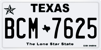 TX license plate BCM7625