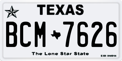 TX license plate BCM7626