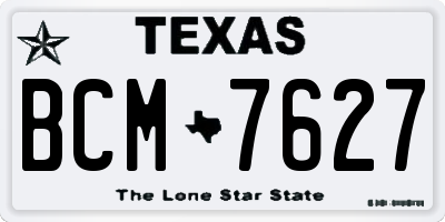 TX license plate BCM7627