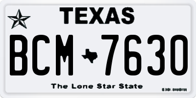 TX license plate BCM7630