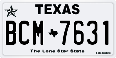 TX license plate BCM7631