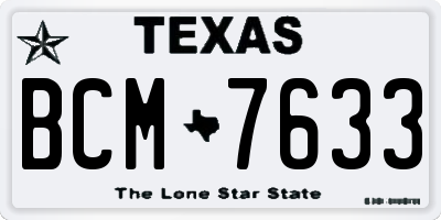 TX license plate BCM7633