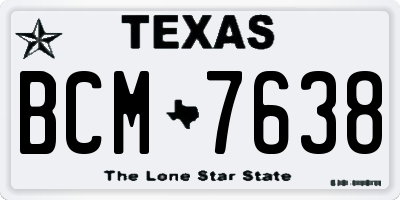 TX license plate BCM7638