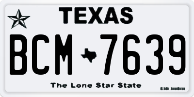 TX license plate BCM7639