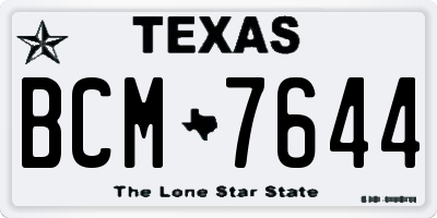 TX license plate BCM7644