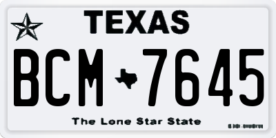TX license plate BCM7645