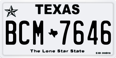 TX license plate BCM7646