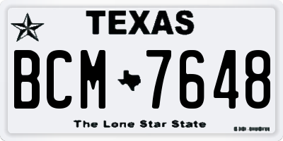 TX license plate BCM7648