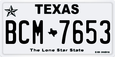 TX license plate BCM7653