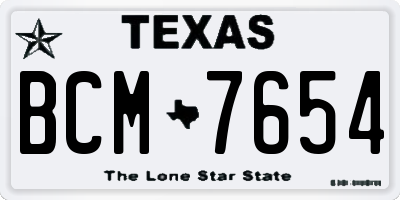 TX license plate BCM7654