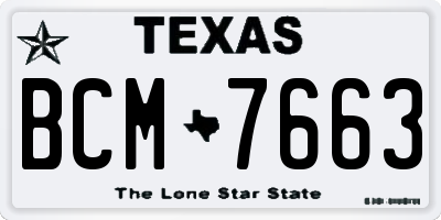 TX license plate BCM7663